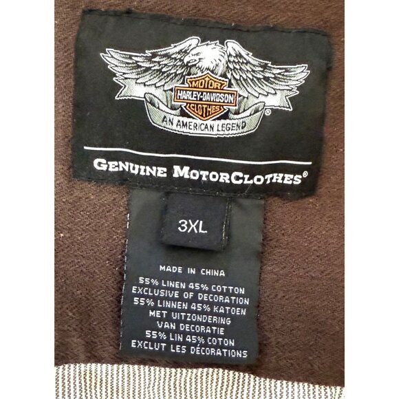 Harley-Davidson Mens 1903 Short Sleeve Button-Up Shirt 3XL Gray & Black Cotton/L - Picture 2 of 3
